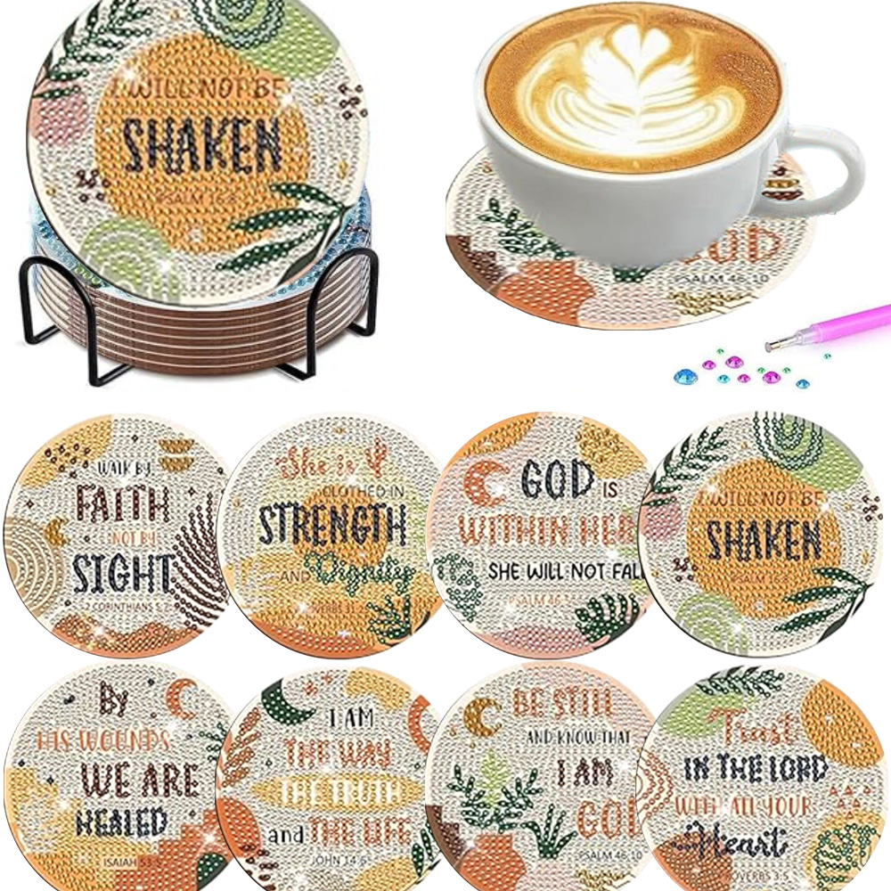 Resin Art Coasters - 8-teiliges Set Diamant-Malerei-Untersetzer im frischen Design