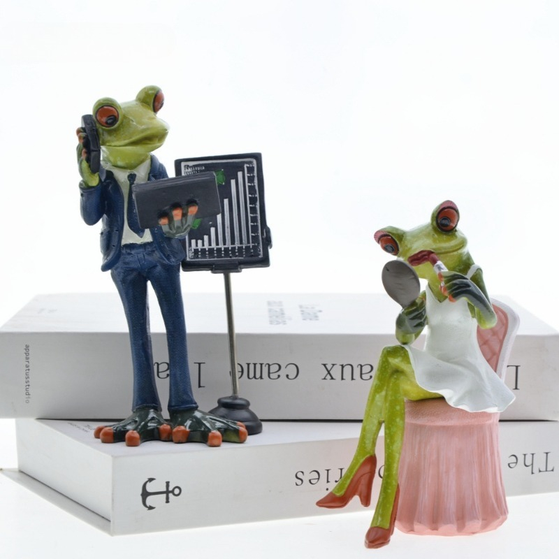 Resin Art Business - Geschäftspaar Frosch Kunstharz Tierfigur Kreatives Wohnzimmer
