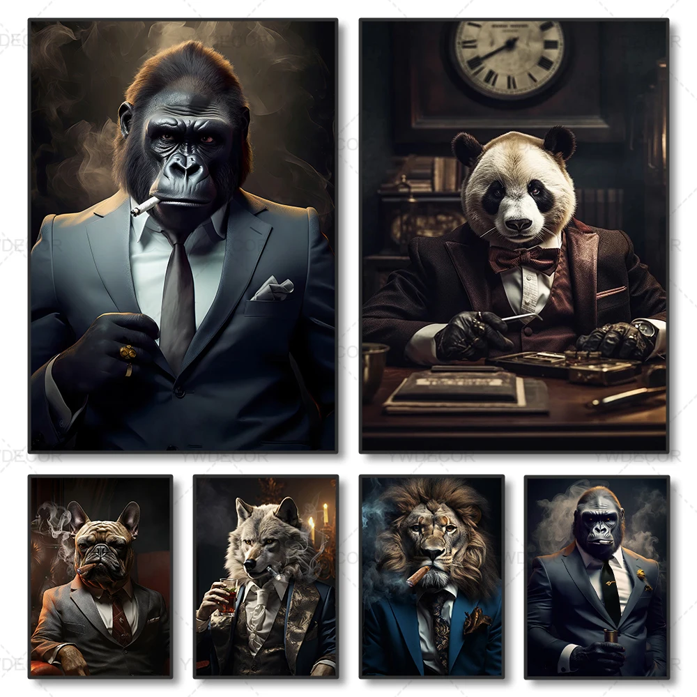 Resin Art Business - Abstrakte Rauchende Löwen Tiere Boss Business