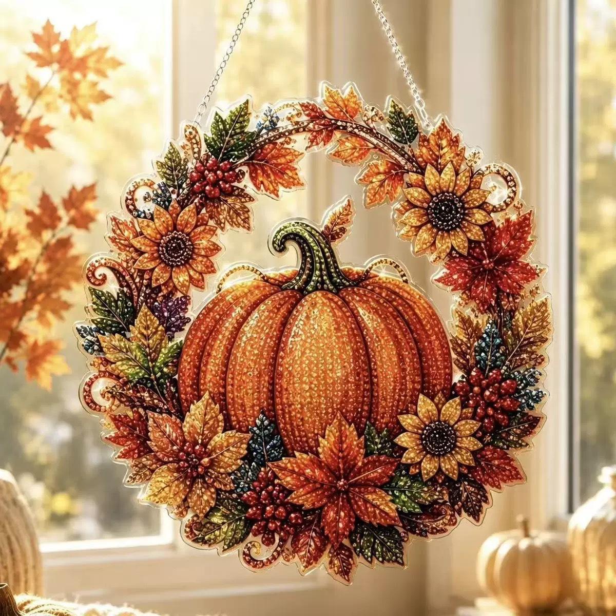 Resin Art Flower - Halloween-Kürbisse Diamant-Malerei Hängedekorations-Set für Erwachsene 5D