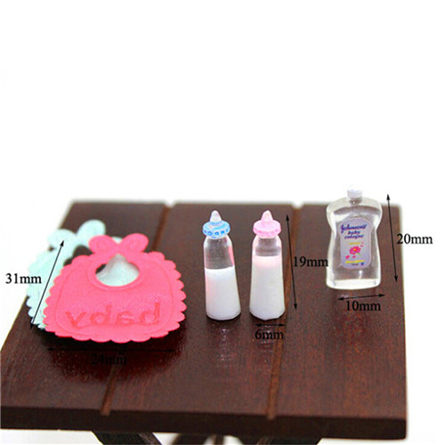 Resin Art Baby - 1:12 Puppenhaus Miniatur Babyflaschen Shampoo Lätzchen