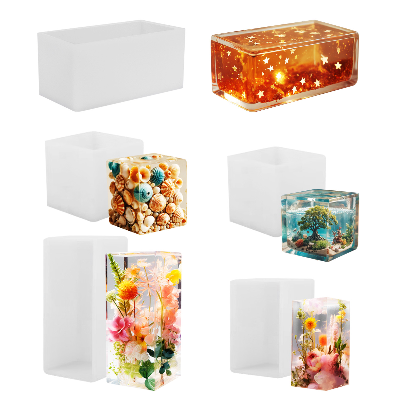 Resin Art Liquid - Epoxidharz-Gießform Silikonform DIY Quaderförmige Harzform Kristall-Epoxid