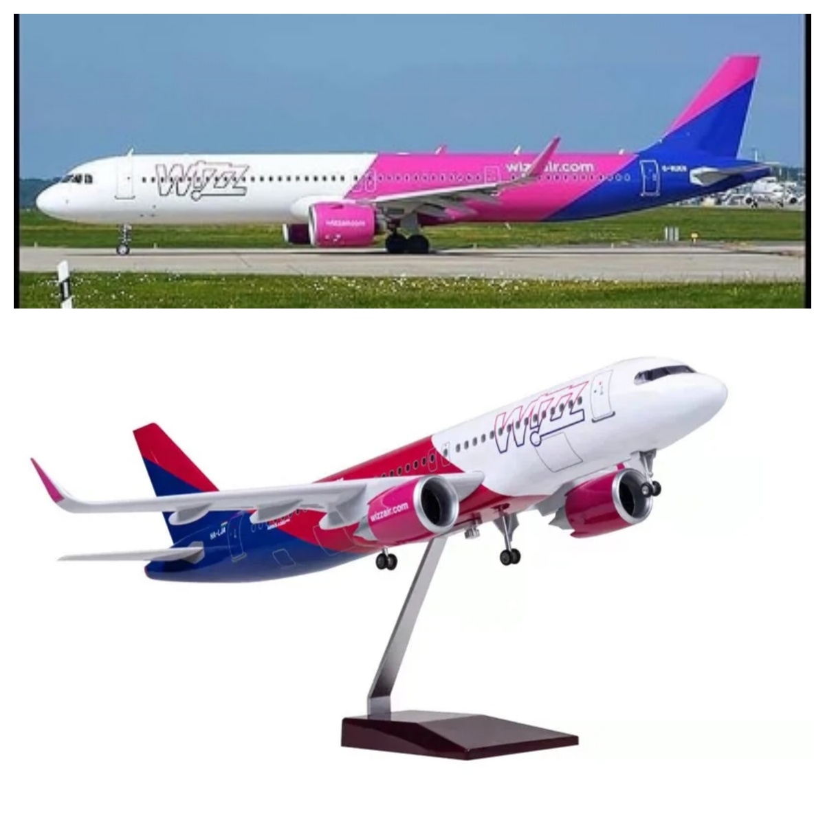 Resin Art For Kids - Wizzair Flugzeugmodell 47 cm 1/80 Flugzeug