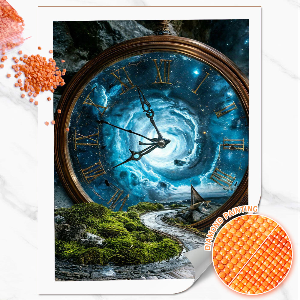 Resin Art Watch - Huacan Vollquadratisches Rundes Diamant-Malerei Taschenuhr Zeitwirbel