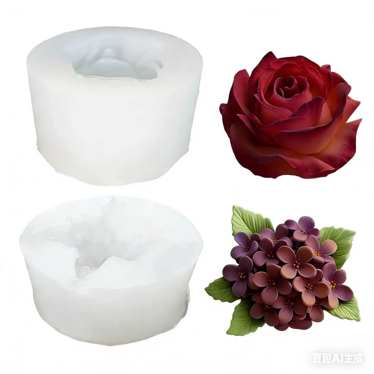 Resin Art Design - 2 Stück 3D-Silikonformen mit Rosen- und