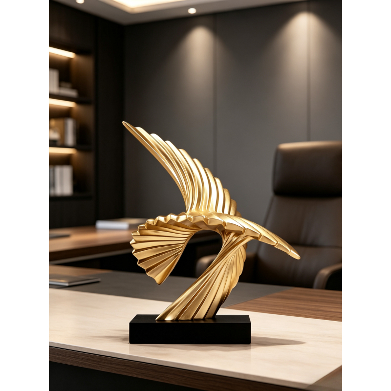 Resin Art Business - Abstrakte Goldene Adler-Skulptur Ornament Kreative Büro-Tischdekoration