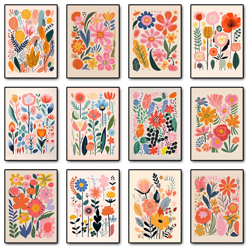Resin Art Flowers - Vintage Mid-Century Blumenillustrationen Poster und Drucke