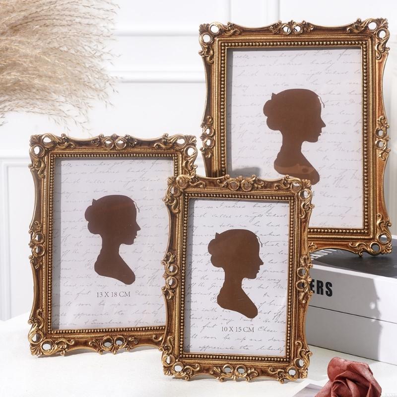 Resin Art Photo Frame - KXRE Retro-Bilderrahmen, Mini-antik verzierter Fotorahmen für