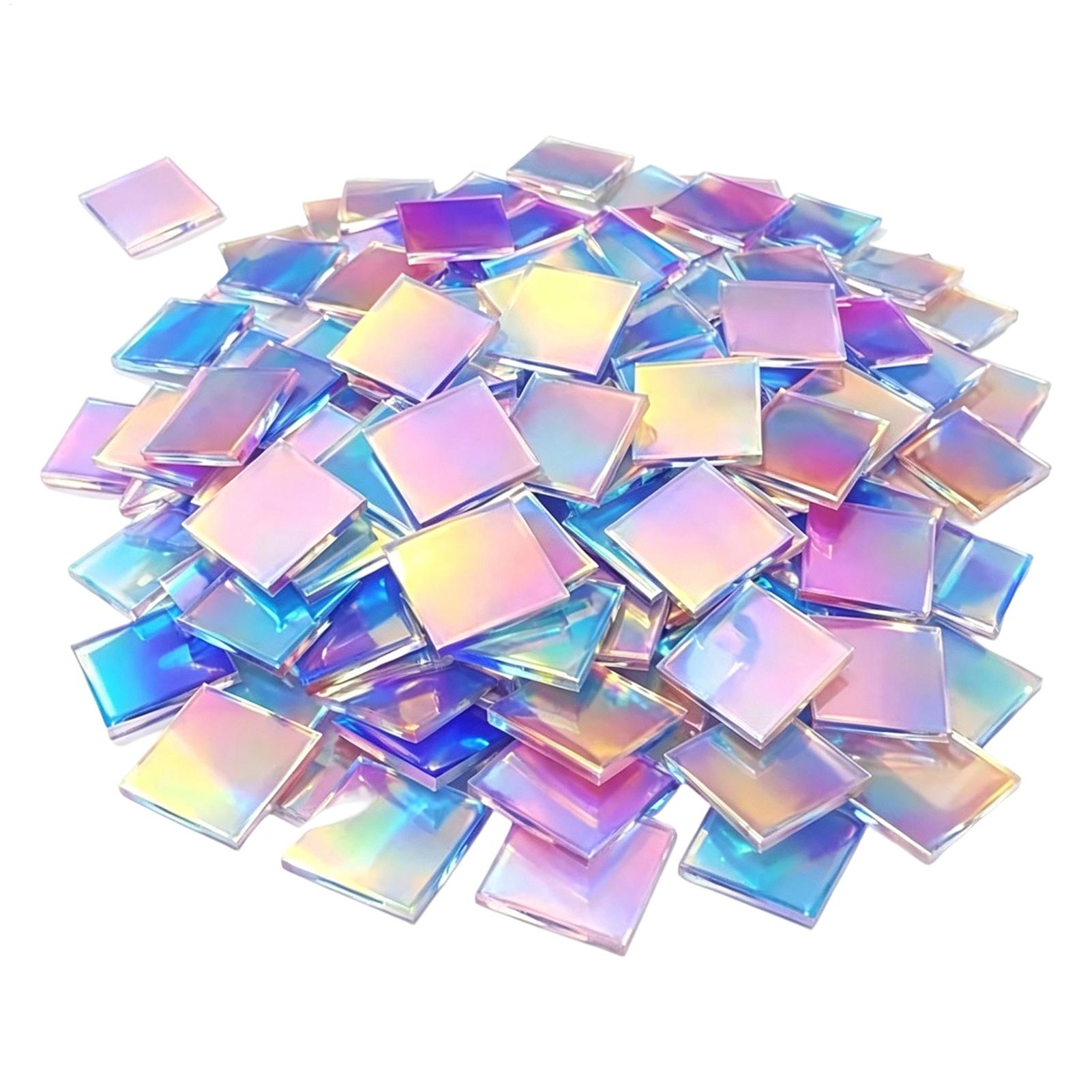 Resin Art Acrylic - Mini-Acrylplatten, 100 Stück, Regenbogen-Holografische Acrylquadrate, Mini-Doppelseitige