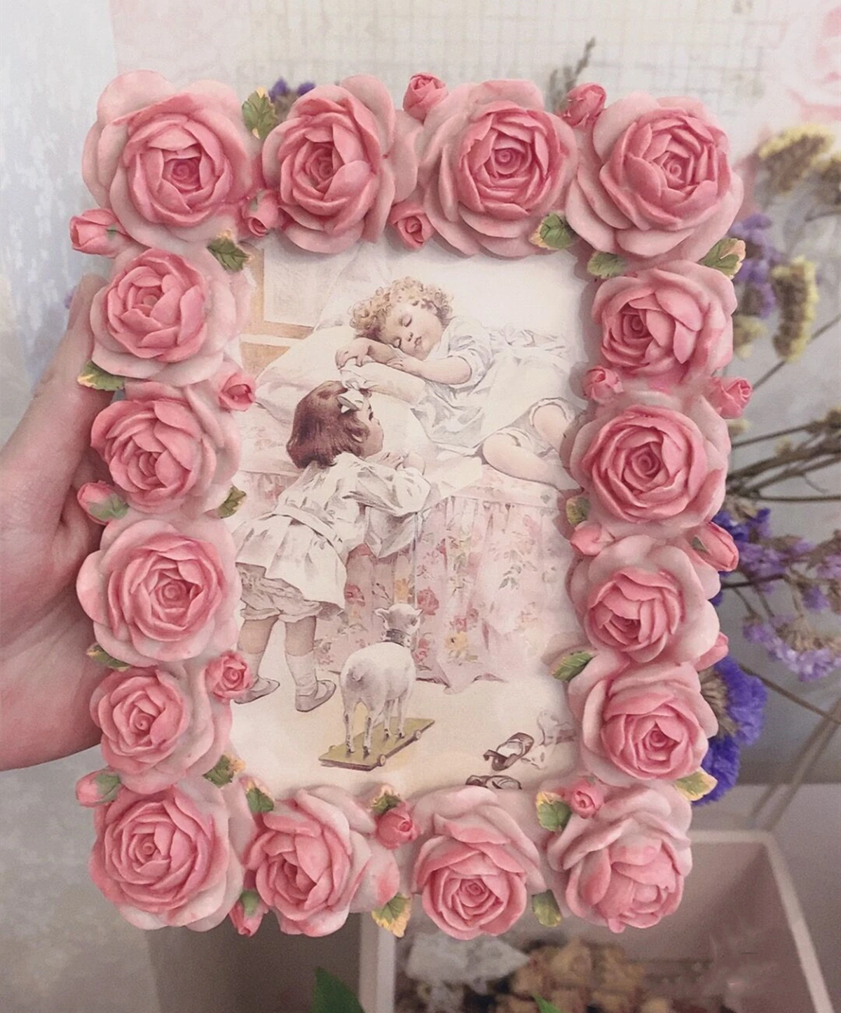 Rosa Rosen blüte Serie warmes  – Resin Art Photo Frame Bewertung und Preis