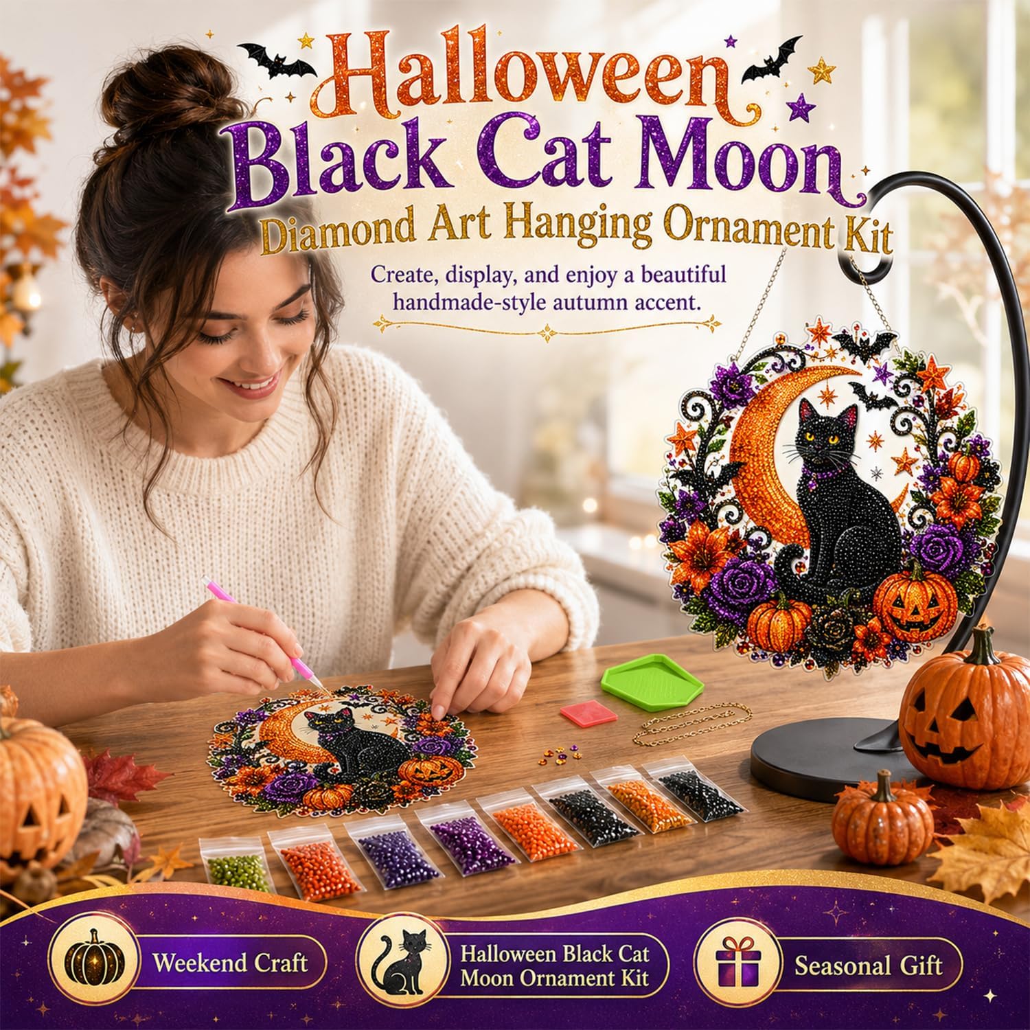 Halloween-Kürbisse Diamant-Mal – Resin Art Flower Bewertung und Preis