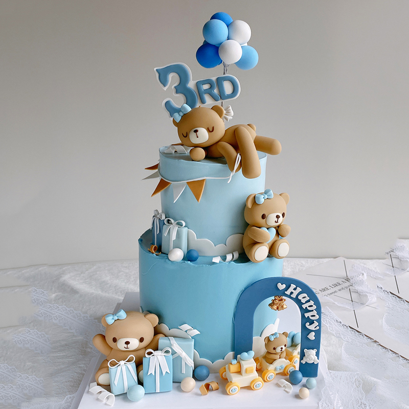 3D Rosa-Blauer Bär Tortendekor – Resin Art Baby Bewertung und Preis