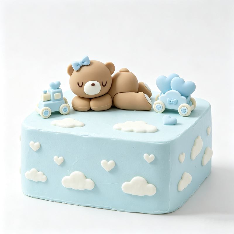 3D Rosa-Blauer Bär Tortendekor – Resin Art Baby Bewertung und Preis
